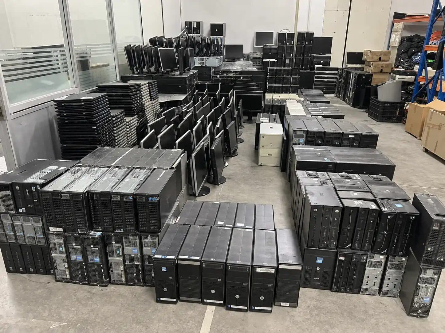 Bulk corporate IT equipment collected for recycling